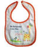 Promotional Cotton Terry Cartoon Print Velcro Waterproof White Custom Baby Bib