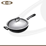 Black Classic Non-Stick Coating Wok with Metal Lid