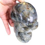 Natural Labradorite Carved Human Skull Crystal Healing Reiki Status #0V36