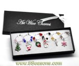 1 Box Christmas Wine Glass Charms Gifts Table Decorations W/ Box 50mmx25mm-57mmx25mm (B19411)