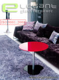 Round Red Glass Coffee Table in Living Room Furniture