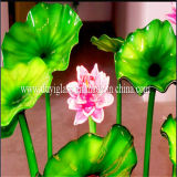 Beautiful Lotus Leaf Glass Sculpture for Decoration