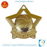 Custom Star 3D Basketball Gold Medal for Souvenir Gift