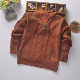 7gg Acrylic Spring/Autumn Boy V-Neck Children Sweater Kid Knitting Apparel
