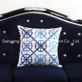 Mediterranean Ship Helm Style Embroidery Cotton Canvas Decorative Cushion Cover