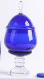 Blue Glass Candy Jar with Stem
