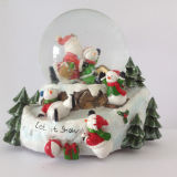 Polyresin Santa and Snowman Figurines Christmas Snow Globe Holiday Decorations