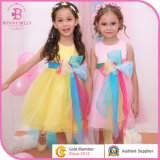 Cute Baby Clothing Girl Dress with a Colorful Bow