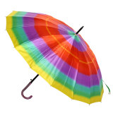 Outside Rainbow Printing Straight Umbrella (JS-032)