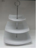 White Porcelain 3PCS Serve Dishes with Stand Set (WP12746)