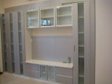 White Framed Frosted Door Tall Pantry/ TV Cabinet (Br p-1171)