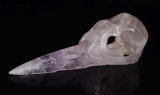 Natural Purple Quartz Stone Crystal Bird Skull Carving Sculpture Decor 1j32
