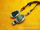 Metal Inlaid Jade a Buddism Godness Guanyin USB Memory