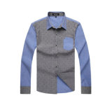 100%Cotton Casual Long Sleeve Contrast Men's Shirt (WXM122)