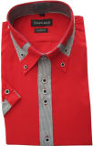Special Color in Double Color with Short Sleeve, Men Cotton Shirts