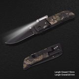 Folding Knife with LED Torch and Camo Handle (#3874)