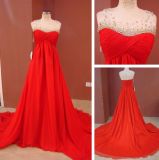 Red Ruffled Beads Working Evening Dress (L10048)
