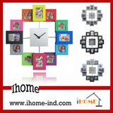 Colorful Photo Frame Wall Clock with 12 Photo Frames