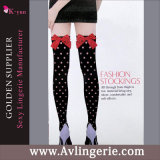 Women's Sexy Black Thigh High Stockings Red Bowknots (WZ01-032)