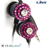 Rose Diamond Decoration Earphones