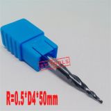 Radius=0.5mm 4mm 2 Flute Carbide Tapered Ball Nose End Mills Taper and Cone Endmills R0.5*D4*15*50L*2f HRC55