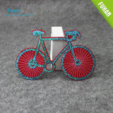 Red Shining Bicycle Embroidered Patch with Beads