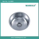 China Small Round Brushed Nickel Steel Kitchen Sink (HJ-9683)