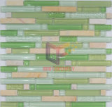 Green Strip Glass with Marble Mosaic Tile (CFS583)