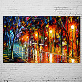 Handmade Oil Painting Modern Landscape Knife Picture on Canvas Street View Art