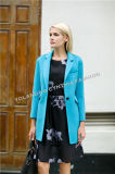 Fashion Women's Wool Coat/Double Pockets One Button Suit Collar Sky Blue Color Wool Coat/Women's Clothing