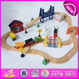 Hot New Product for 2015 Kids Toy Railway Toy Train, DIY Wooden Toy Train Railway Set Toy, Wooden Train Toy (WITH 51PCS) W04c016