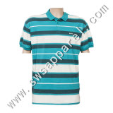 Men's Stripe Leisure Cotton Polo Shirt with Printing