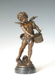 Bronze Cupid Playing The Drum Sculpture (TPE-080)