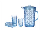 Plastic Crystal Cold Water Pitcher With Cups (NR-3157)