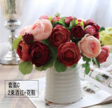 17cm 10 Heads Artificial Flower Bouquet for Bride and Home Decor
