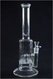 Glass Pipe, Oil Rig Glass Pipe, Glass Smoking Pipe with 1 Perc 14 Inches High (GB-003)