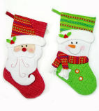 Christmas Ornament Stuffed Snow Man/Santa Claus with Christmas Stocking
