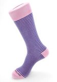 China Professional Socks Manufacturer Supplier Women Men's Fashion Casual Stripe Pink Socks/ High Quality 168n 21s Cotton Elastic Sock