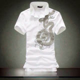 Wholesale Summer Cotton Clothes, Printed Polo T-Shirt for Men,