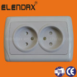 European Style Flush Mounted 2 Round Pin Wall Socket Outlet Double (F3209)