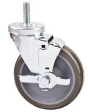 152mm Industrial Medium Duty Threaded Stem Side Brake Caster Wheel