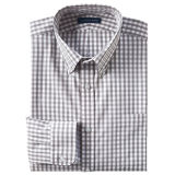 Grey Smark Check Long Sleeve Men's Casual Shirt (WXM292)