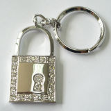 Crystal Lock Shaped Metal Key Chain