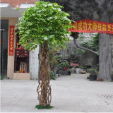 Artificial Ficus Tree Fake Banyan Bonsai Tree with Silk Cloth Leaf