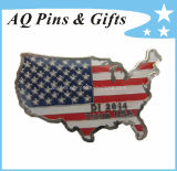 Brass USA Flag Lapel Pin Badge in Soft Enamel and Epoxy (badge-080)