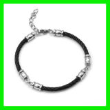 2012 Black Rope Stainless Steel Bracelet Jewellery (TPSB702)