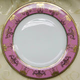 Pink Color&Gold Decoration Porcelain Plate K6571-Y6