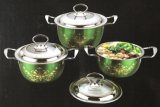 Green Pattern 410 Stainless Steel Jp-Ss03gc Cookware Set