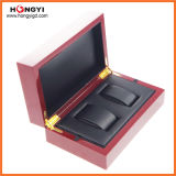 New Watch Box Black PU Leather Red Lacquered Box for 2 Watches