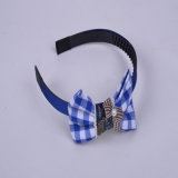 Dark Blue Grid Stripe English Letters, Bowknot Shape, Fashion Hair Accessory, Head Hoop, Tiaras